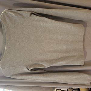 Heather gray, knit, boat neck, long sleeve top